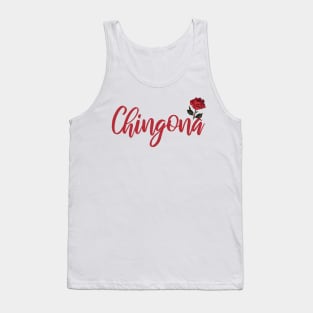 Chingona Red Rose Floral Latina Strong Woman Mexican Saying Tank Top